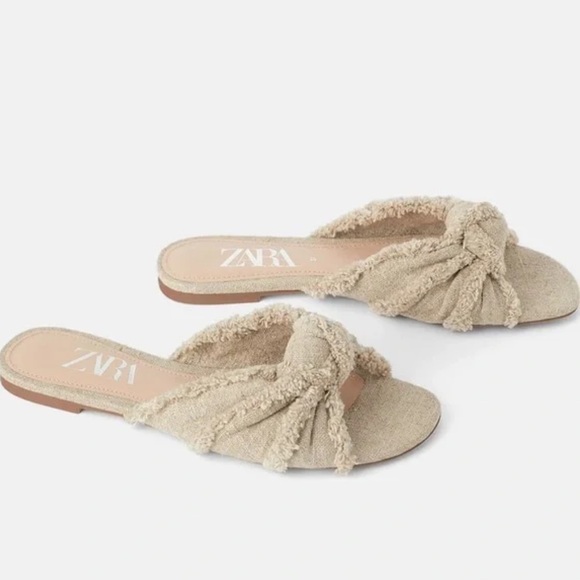 Zara Shoes - Zara Tan Mules with Frayed Detail Size 37